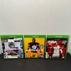 Xbox one video game lot Madden 21 Madden 19 NBA 2K17 Estate Item Bundle